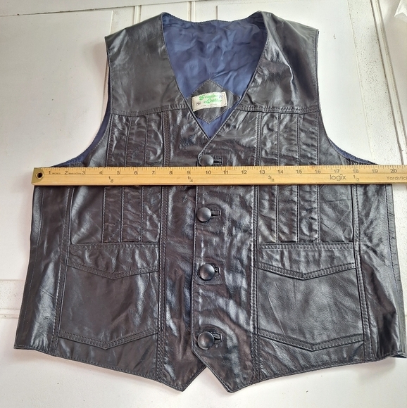 Womens Genuine Leather Black Vest 4 Buttons & Pockets Made In Mexico - Picture 7 of 9